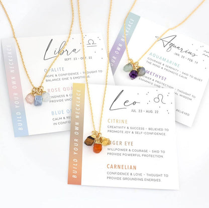 Customizable Raw Crystal Necklace - Aquarius