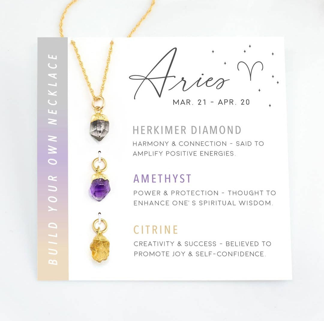 Customizable Raw Crystal Necklace - Aries