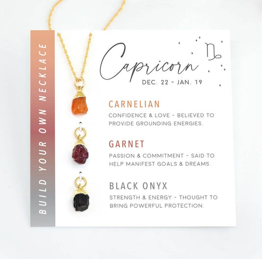 Customizable Raw Crystal Necklace - Capricorn