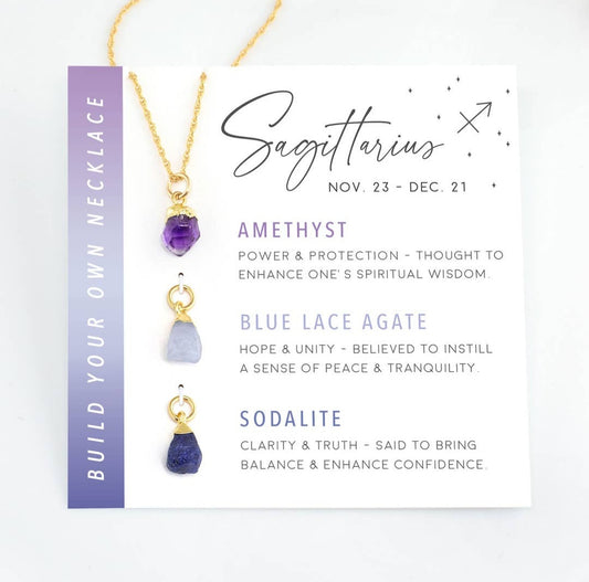 Customizable Raw Crystal Necklace - Sagittarius