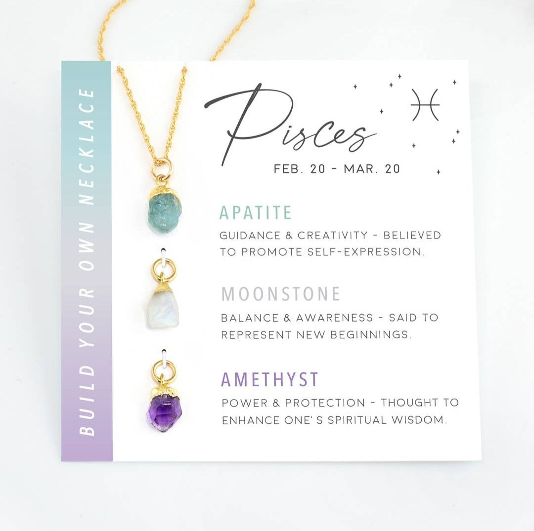 Customizable Raw Crystal Necklace - Pisces