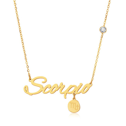 Script Necklace with Charm and Diamond - Scorpio