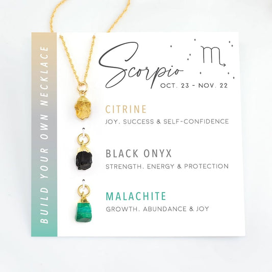 Customizable Raw Crystal Necklace - Scorpio