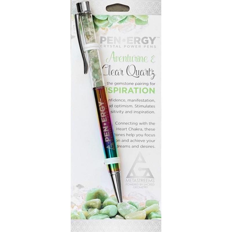 Pen-Ergy Crystal Power Pens - Aventurine & Clear Quartz - Inspiration - Aquarius