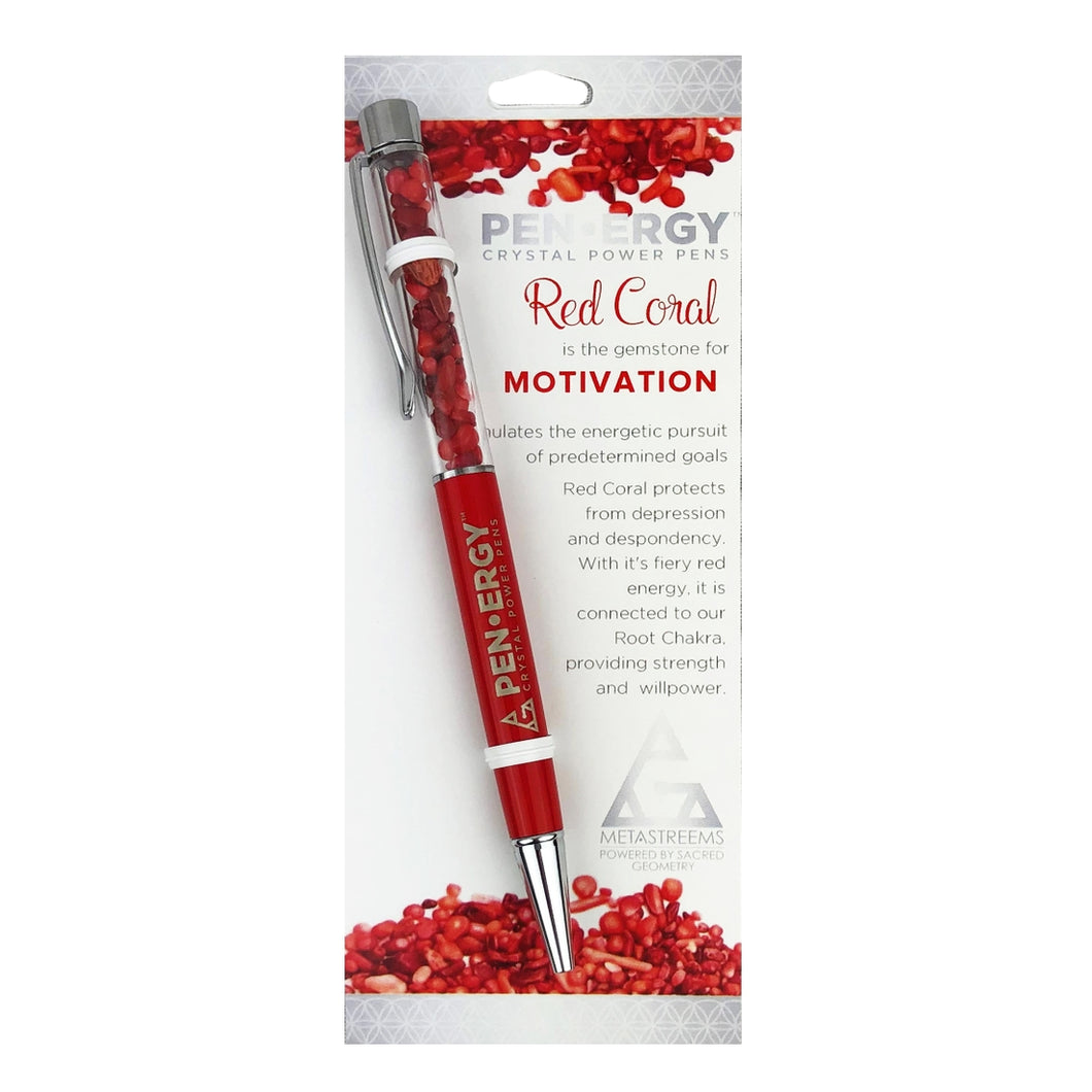 Pen-Ergy Crystal Power Pens - Red Coral - Motivation - Aries
