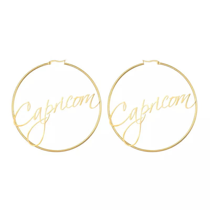 Large Hoop Earrings - Capricorn