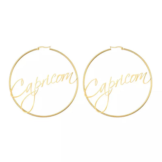 Large Hoop Earrings - Capricorn
