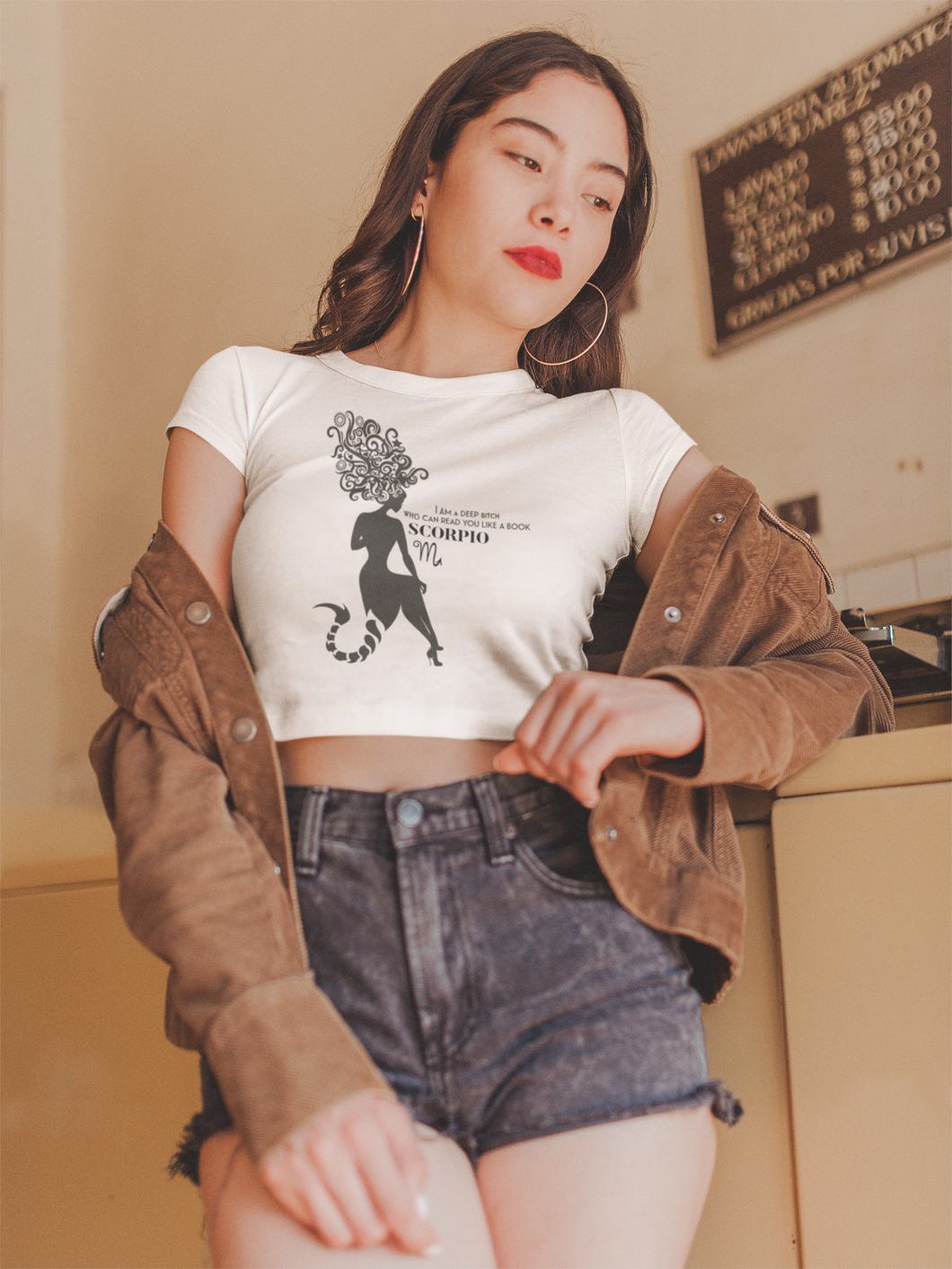 Crop Tee - Scorpio (Black Print)
