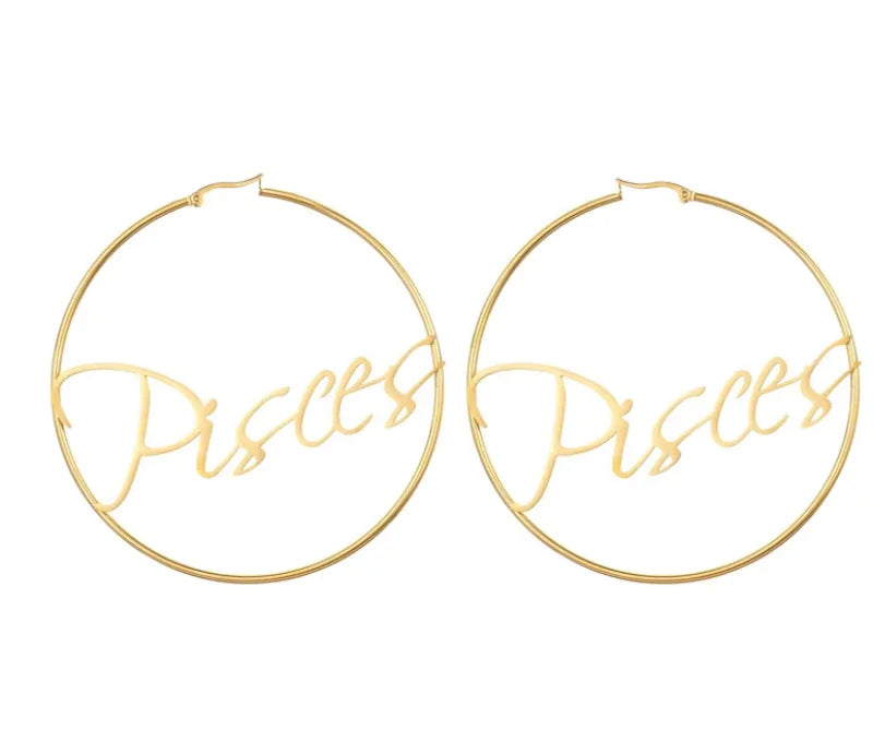 Large Hoop Earrings - Pisces