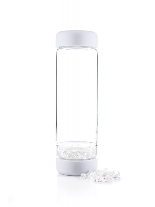 Crystal Infused Water Bottle - Cancer + Clear Quartz & Rose Quartz