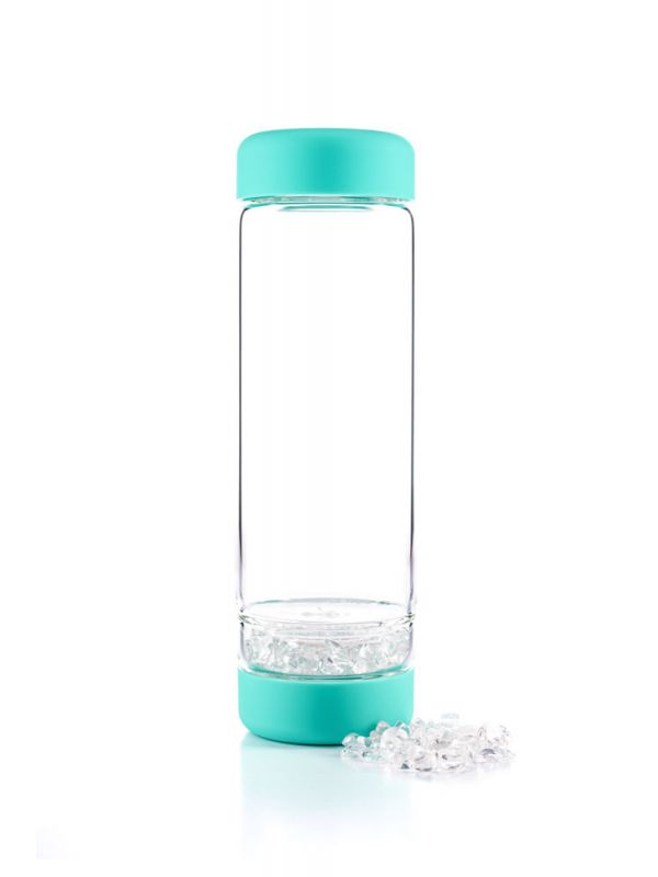 Crystal Infused Water Bottle - Aquarius + Clear Quartz & Fluorite