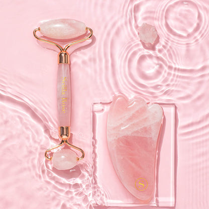 Crystal Roller & Gua Sha Beauty Set - Amethyst, Jade or Rose Quartz